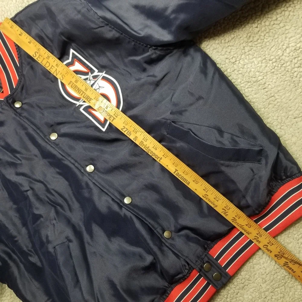 Seattle Mariners Gonzaga Bulldogs Jacket Satin Shiny Bomber Coat Mens Medium